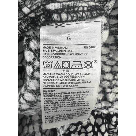 Old Navy Halter Ruffle Shorts Romper Jumpsuit Black & White Linen Size L Overlay - Picture 10 of 13